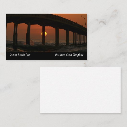 サンディエゴビーチサンセット海ビーチピア 名刺 (正面/裏面)