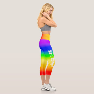 サンディエゴプライドレインボーフラッググラデーションストライプLGBT カプリレギンス