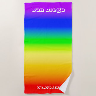 サンディエゴプライドLGBTレインボー国旗のストライプグラデーション ビーチタオル
