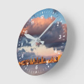 サンディエゴベイシティスカイライン ラウンド壁時計 (傾斜)