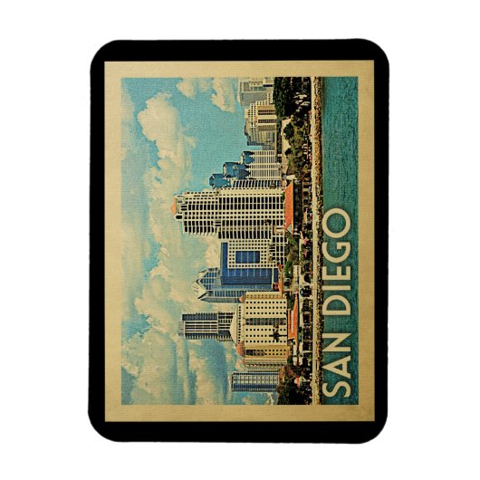 サンディエゴマグネットスカイラインカリフォルニアヴィンテージトラベル マグネット (縦)