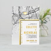 サンディエゴラブロケーター |シティテーマ結婚の 箔招待状 (立ち正面)