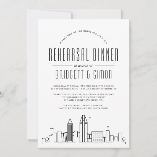 サンディエゴリハーサルディナー | スカイライン招待状 招待状 (正面)