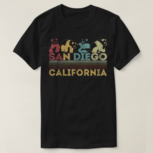 サンディエゴレトロパンダズーカリフォルニアヴィンテージ Tシャツ (デザイン正面)