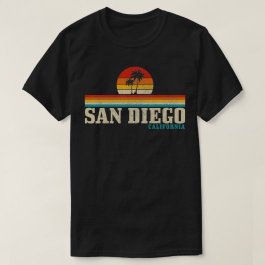 サンディエゴヴィンテージサンセットカリフォルニアセーリングサーファー Tシャツ (デザイン正面)