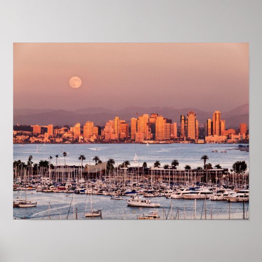 サンディエゴ上空の満月 ポスター (正面)