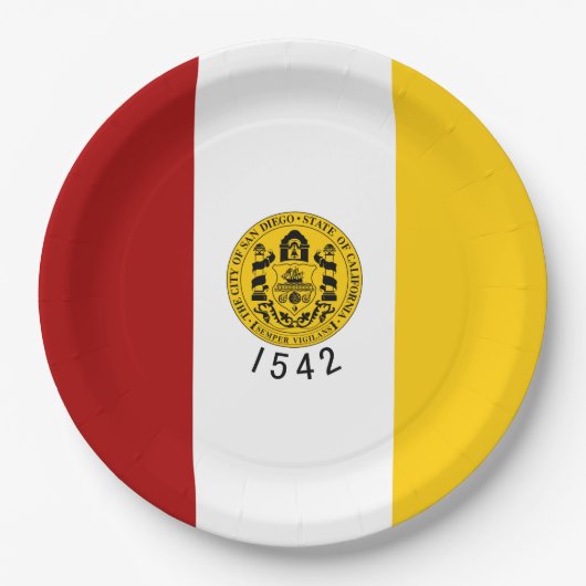 サンディエゴ市旗（カリフォルニア州） ペーパープレート (正面)