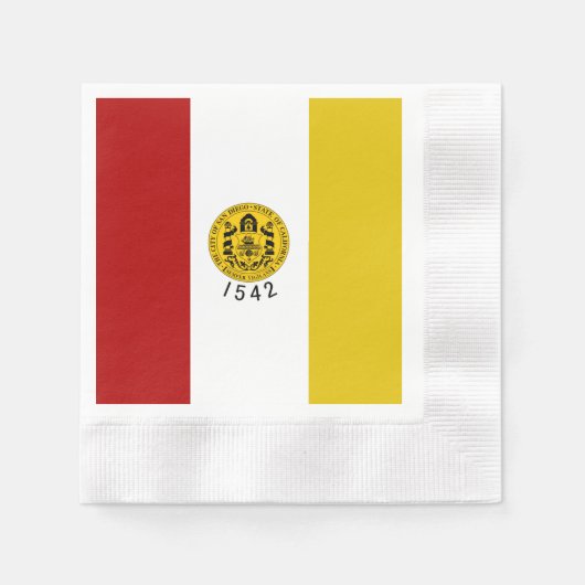 サンディエゴ市旗 縁ありカクテルナプキン (正面)