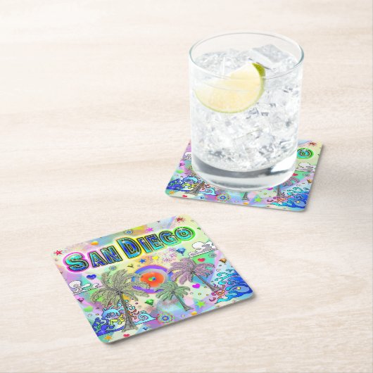 サンディエゴ深いドリームコースター スクエアペーパーコースター (インサイチュ)