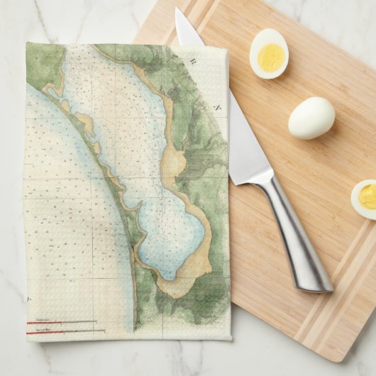 サンディエゴ湾(1857年)のヴィンテージの地図 キッチンタオル (四つ折り)