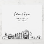 サンディエゴ結婚のシャンパンラベル スパークリングワインラベル (シングルラベル)