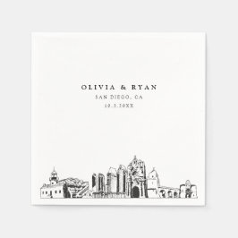 サンディエゴ結婚のミニマル紙 スタンダードカクテルナプキン