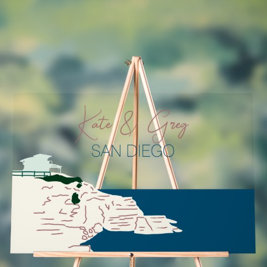 サンディエゴ結婚の歓迎 アクリルサイン (ニュートラル)