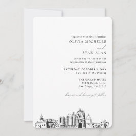 サンディエゴ結婚スエレガントスカイライン招待状 招待状