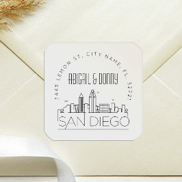 サンディエゴ結婚ズ |事前にアドレス指定された封筒用シール スクエアシール