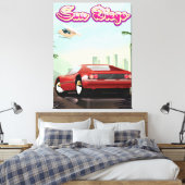 サンディエゴ赤いスポーツカー1988旅行ポスター キャンバスプリント (インサイチュ (寝室))