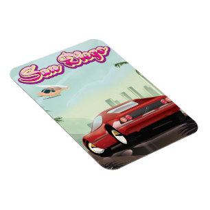 サンディエゴ赤のスポーツカー1988年旅行ポスター マグネット