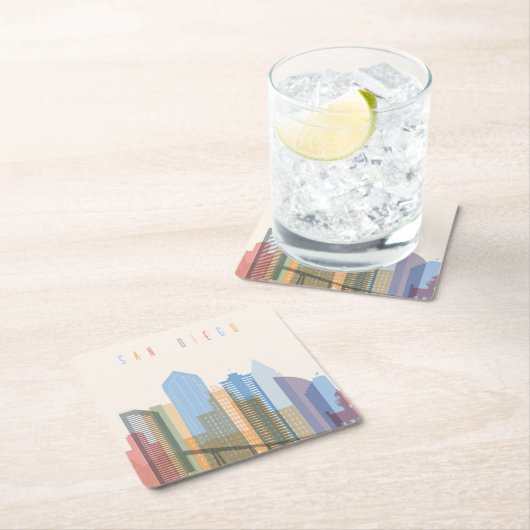 サンディエゴ都市スカイライン スクエアペーパーコースター (インサイチュ)
