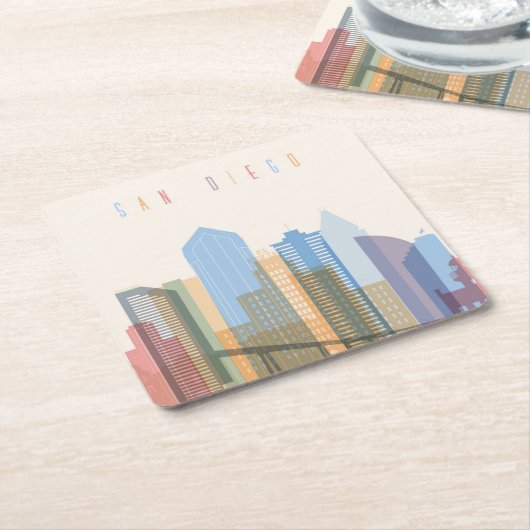 サンディエゴ都市スカイライン スクエアペーパーコースター (アングル)
