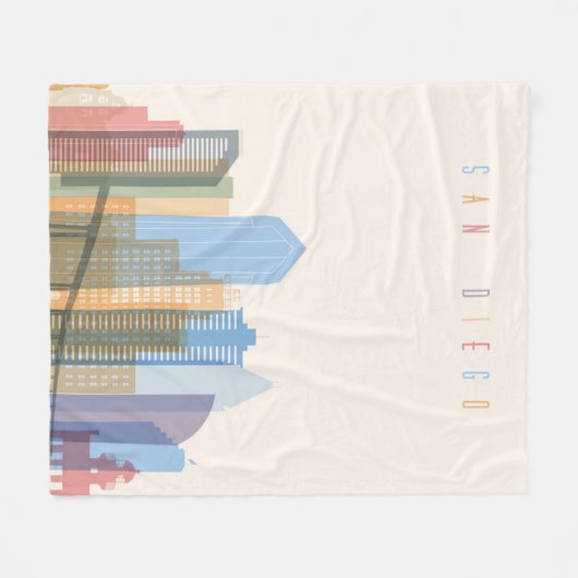 サンディエゴ都市スカイライン フリースブランケット (正面(横))
