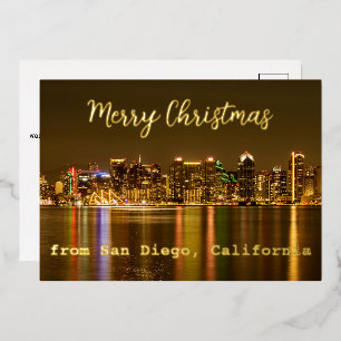 サンディエゴ・カリフォルニアのメリークリスマス 箔シーズンカード