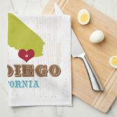 サンディエゴ、カリフォルニアの地図-ところに聴取はです家 キッチンタオル (四つ折り)