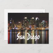 サンディエゴ・カリフォルニアスカイラインat Night ポストカード (正面/裏面)