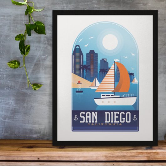 サンディエゴ・カリフォルニアヴィンテージ旅行ポスター ポスター