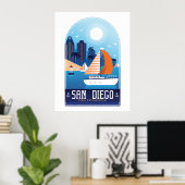 サンディエゴ・カリフォルニアヴィンテージ旅行ポスター ポスター (ホームオフィス)
