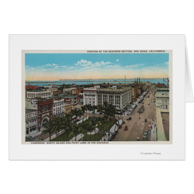 サンディエゴ，カリフォルニア州 – バードズアイビューオブダウンタウン (正面横)