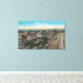 サンディエゴ,カリフォルニア州 – バードズアイビューオブダウンタウン キャンバスプリント (インサイチュ (ウッドフロア))