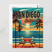 サンディエゴ・カリフォルニア・サンセットのお土産1950s ポストカード (正面/裏面)