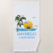 サンディエゴ·カリフォルニア·セーリング ビーチタオル (正面)