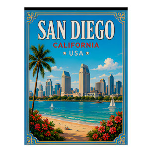 🌊 サンディエゴ カリフォルニア ビーチバケーションの思い出 ポスター