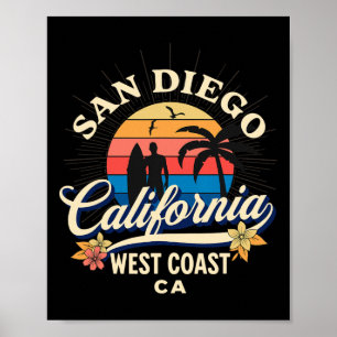 サンディエゴ カリフォルニア ビーチ サーフィン 夏のバケーション ヴィ ポスター
