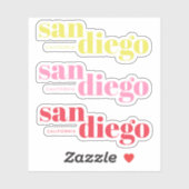 サンディエゴ カリフォルニア モダン タイポグラフィ シール (シート)