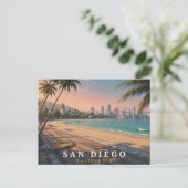 サンディエゴ カリフォルニア レトロ 海岸 旅行 ポストカード (スタンド正面)