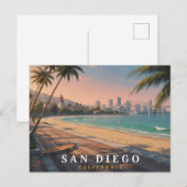 サンディエゴ カリフォルニア レトロ 海岸 旅行 ポストカード (正面/裏面)