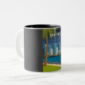 サンディエゴ・カリフォルニ統一されたア州旅行ポスター ツートーンマグカップ (正面左)