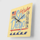 サンディエゴ·サーフ·チャレンジ1986 スクエア壁時計 (傾斜)