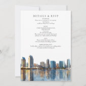 サンディエゴ スカイライン 水彩 オールインワン ウェディング 招待状 (裏面)