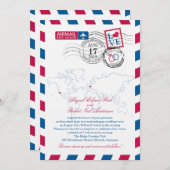 サンディエゴ&ドイツエアメール結婚ハート 招待状 (正面/裏面)