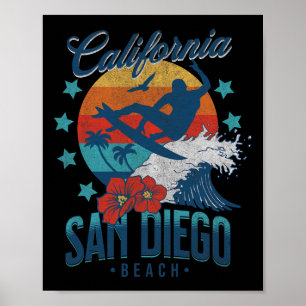 サンディエゴ ビーチ カリフォルニア サーフィン ヴィンテージ 旅行 ポスター