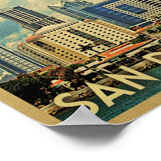 サンディエゴ・ポスターヴィンテージ旅行ポスターカリフォルニア ポスター (角)