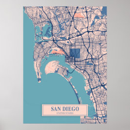 サンディエゴ – 統一された州ズブリーズシティマップ ポスター