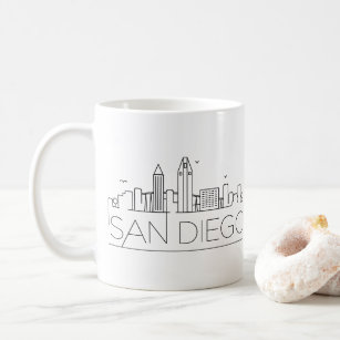 サンディエゴ 都市スタイルのスカイライン コーヒーマグカップ