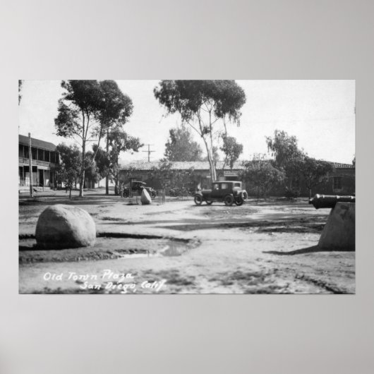 サンディエゴCAオールドタウンプラザビュー写真 ポスター (正面)