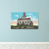 サンディエゴCA – オールドスペインのライトハウスアットホテル キャンバスプリント (インサイチュ (ウッドフロア))