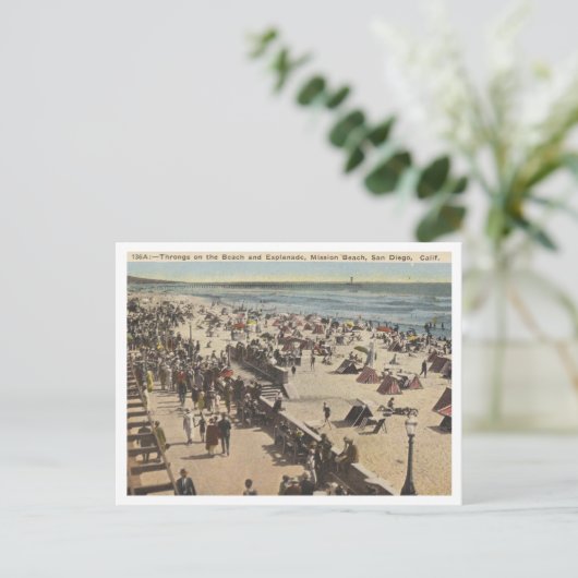 サンディエゴCA、ミッションビーチ1945ヴィンテージ ポストカード (スタンド正面)