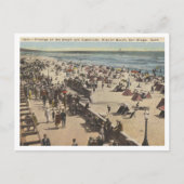 サンディエゴCA、ミッションビーチ1945ヴィンテージ ポストカード (正面)